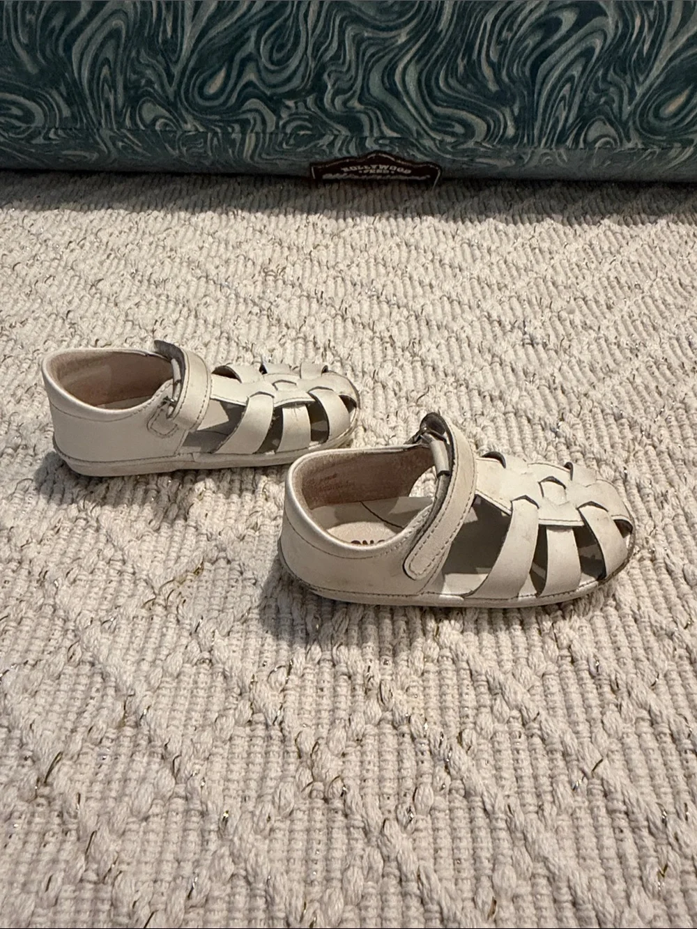 Angel Kids White Leather Closed Toe Sandals